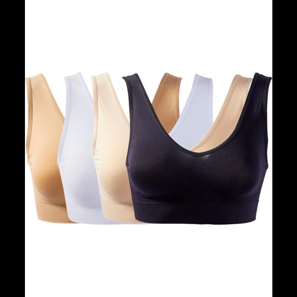 Rhonda Shear Women's 4pk Seamless Ahh Bra Black/White/Lt Beige/Beige -